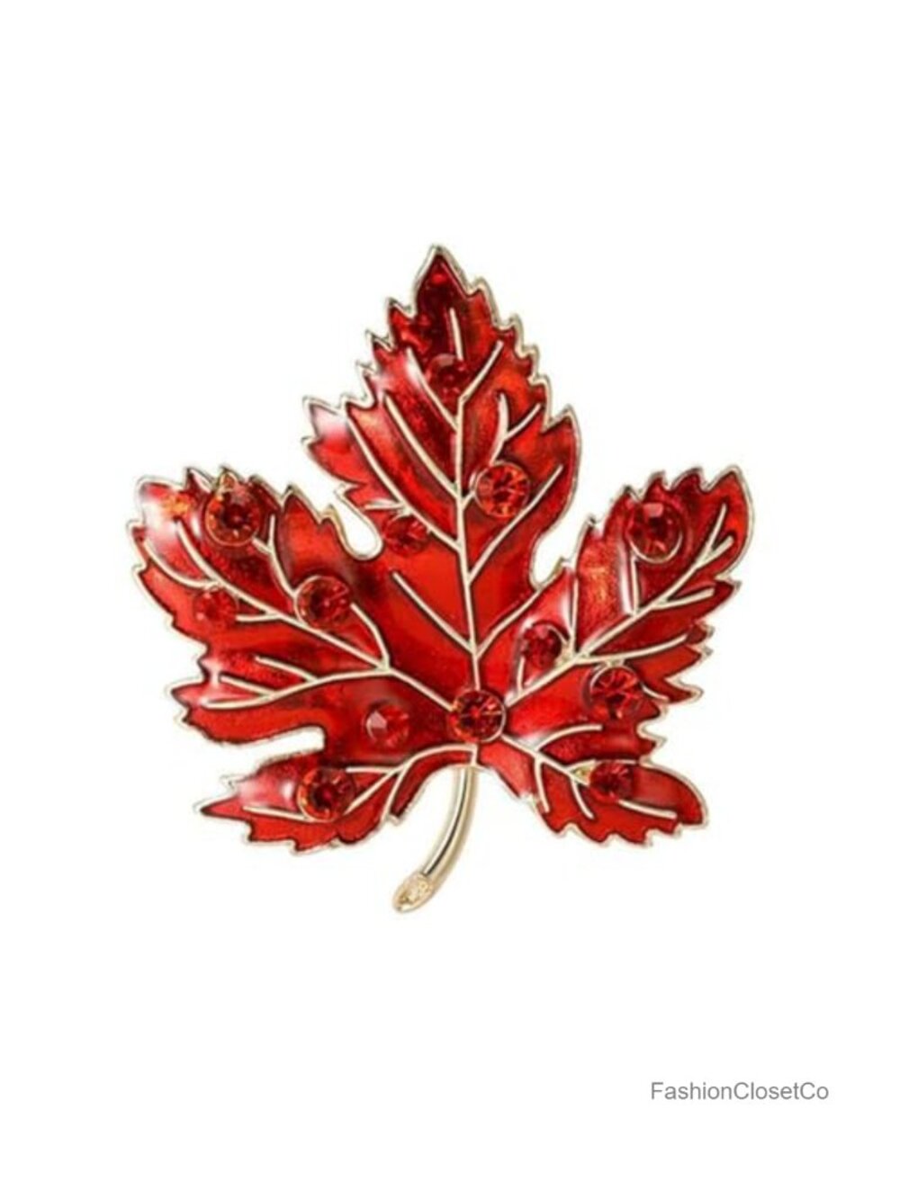 Rhinestone Maple Leaf Brooch Fall Thanksgiving Pin Jewelry